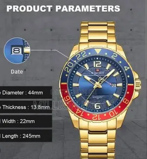 Gold Stainless Strap Men's Wrist Watch