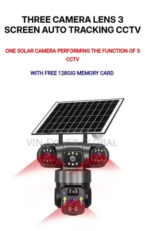 Three Lens Solar-Powered 4g Simcard Rotational CCTV Camera