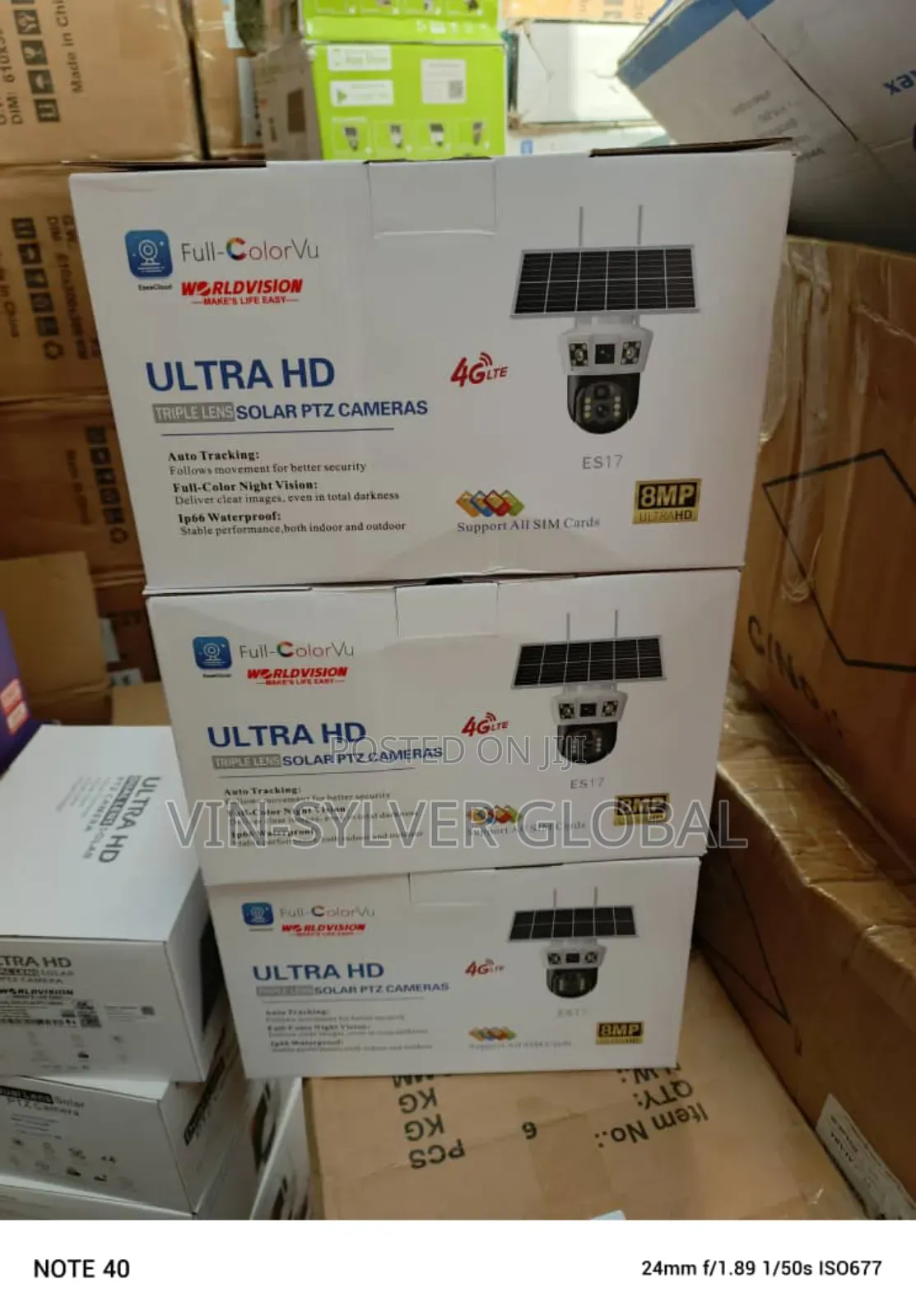 Essecloud App Solar Powered 4g Simcard CCTV Camera 3 Lens