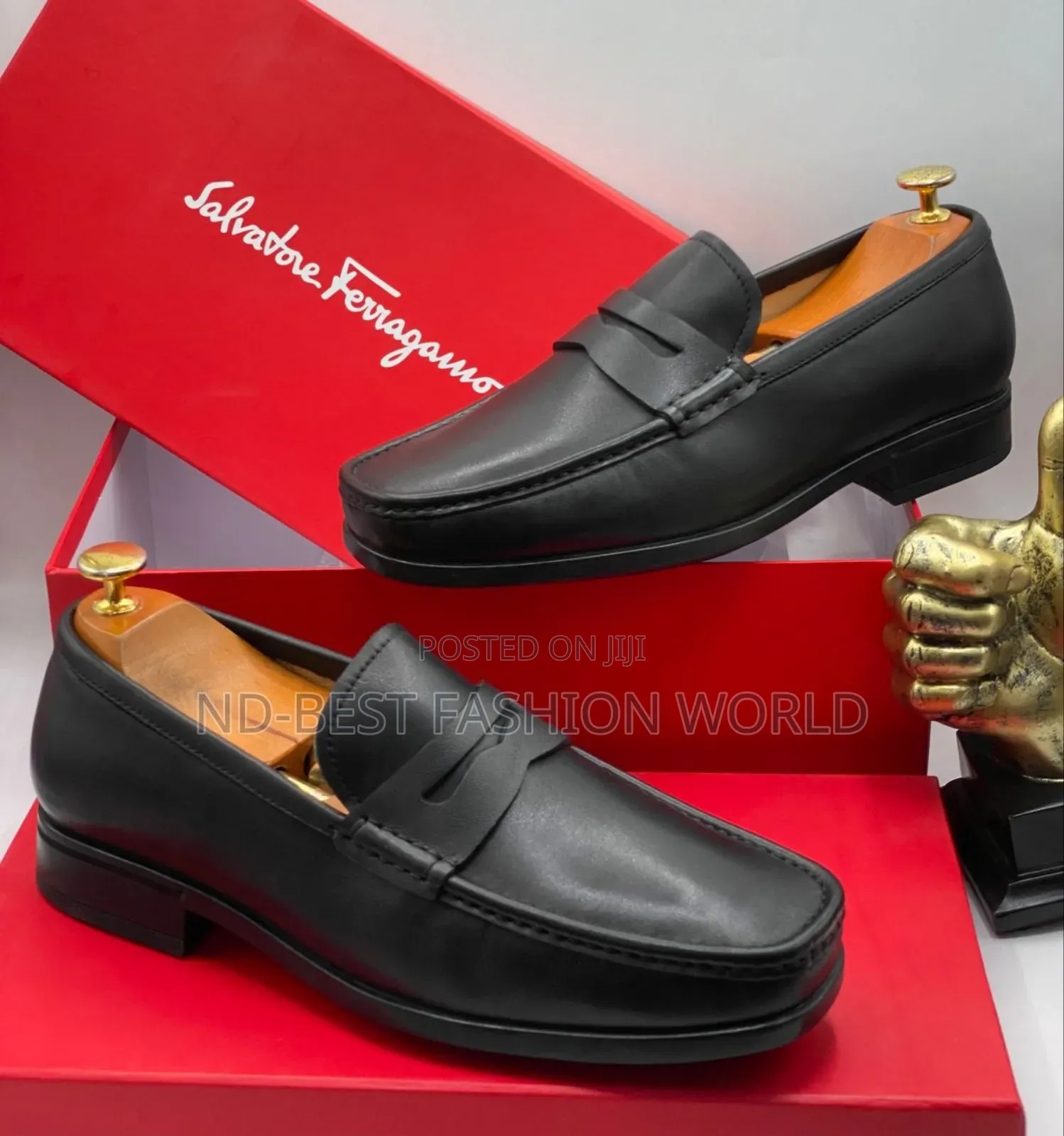 Plain Black Ferragamo Shoes