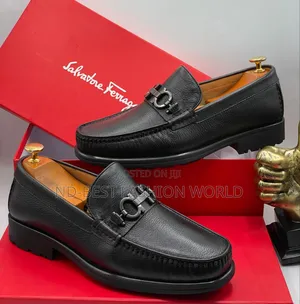 Plain Black Ferragamo Shoes