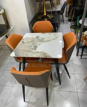 Marble Dining Table Four Seater With Metal Legs