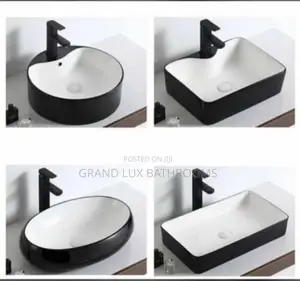 Modern Black and White Ceramic Countertop Wash Basin