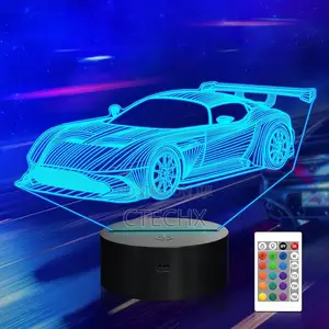 3d Racing Car Illusion Night Light, 16 Colors With Remote
