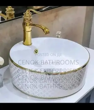 Gold Design Basin With Gold Tap