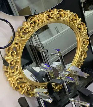 Ornate Gold Decorative Round Wall Mirror"