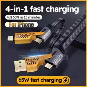 Photo - 65watts 4 in 1 Fast Charging Cables for Samsung S24.iPhones