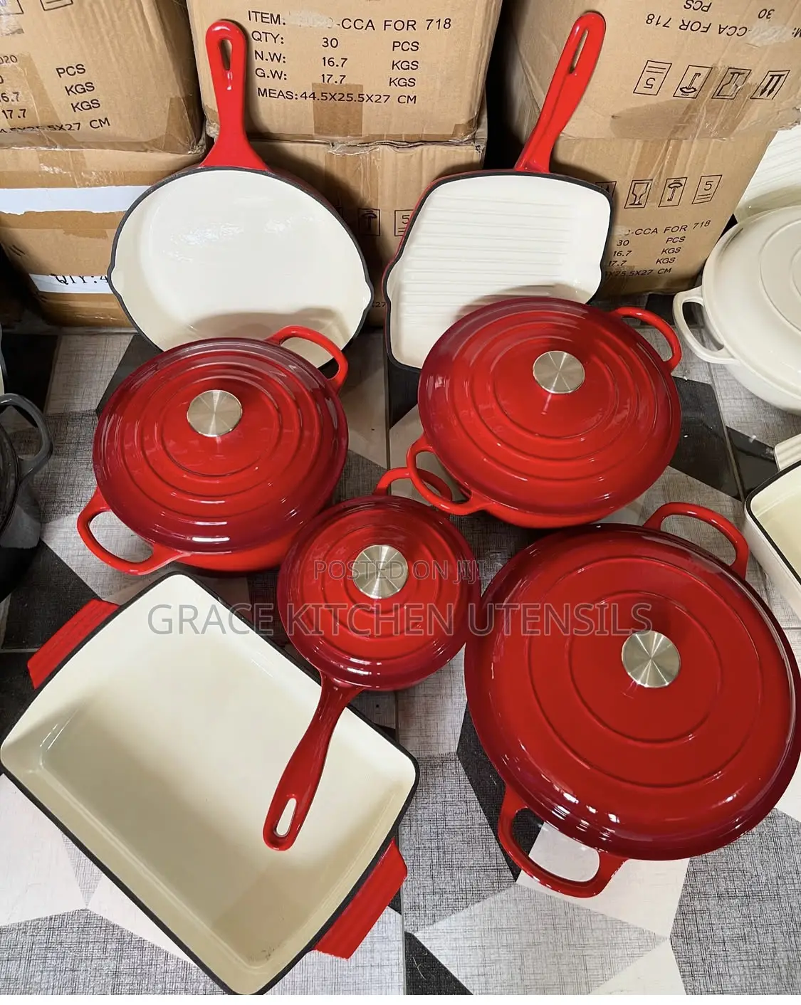 Enameled Cast Iron Cookware Set 7pcs Cast