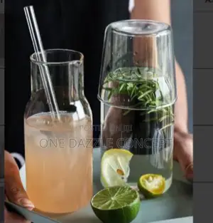 Glass Jar.Cup And Straw