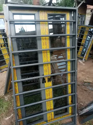 Grey Aluminum Casement Window With Net and Burglary