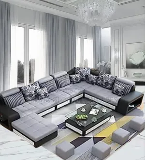 Classy Couch. 9-Seater U-Shape Sofa Chairs, Table and Stools
