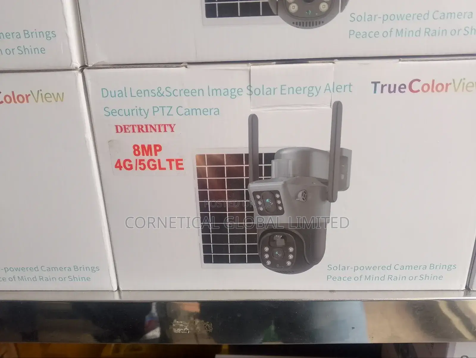 Solar CCTV Camera With Dual Lens 2 Views Screen Image 8mp