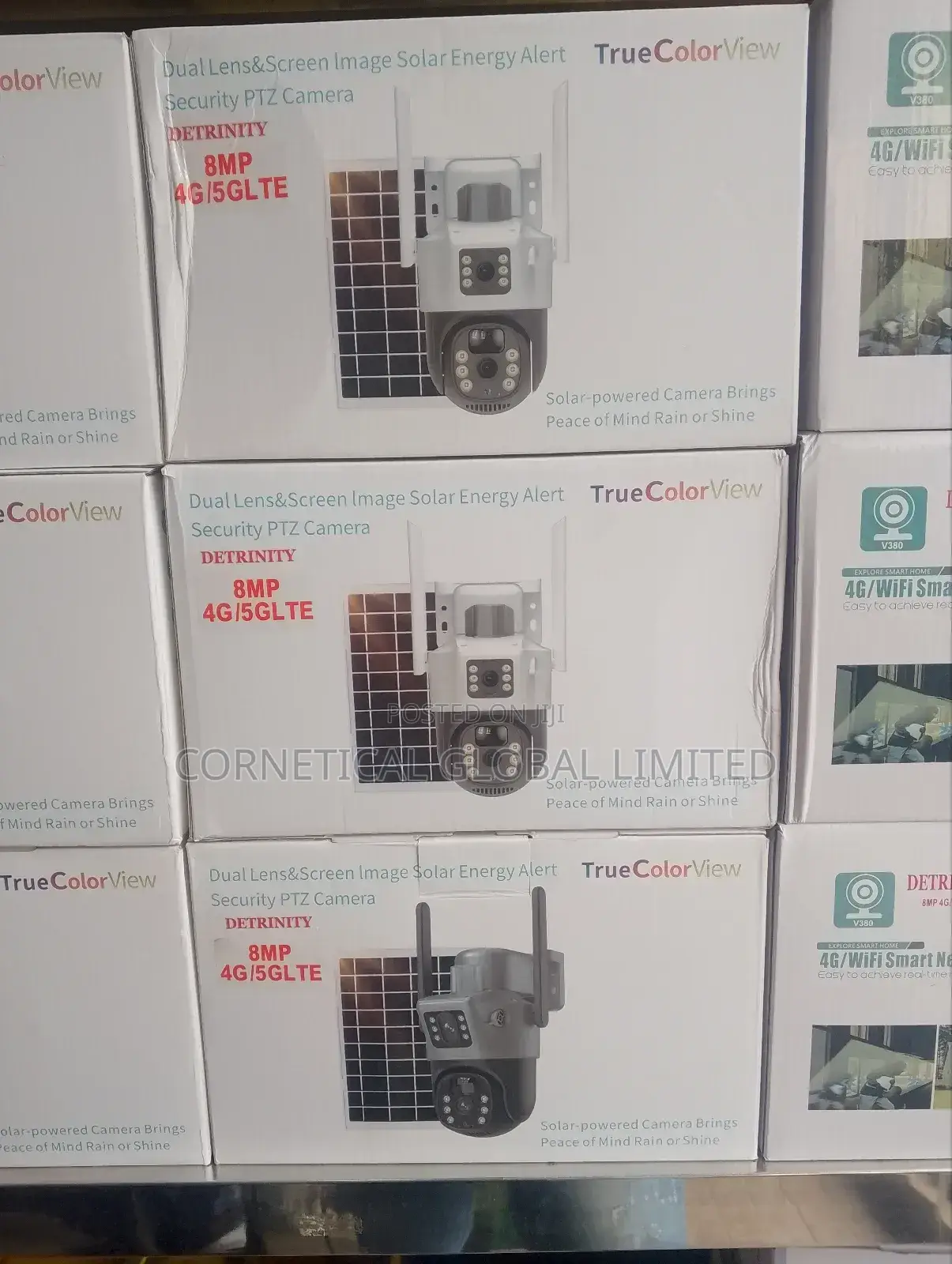 Solar CCTV Camera With Dual Lens 2 Views Screen Image 8mp