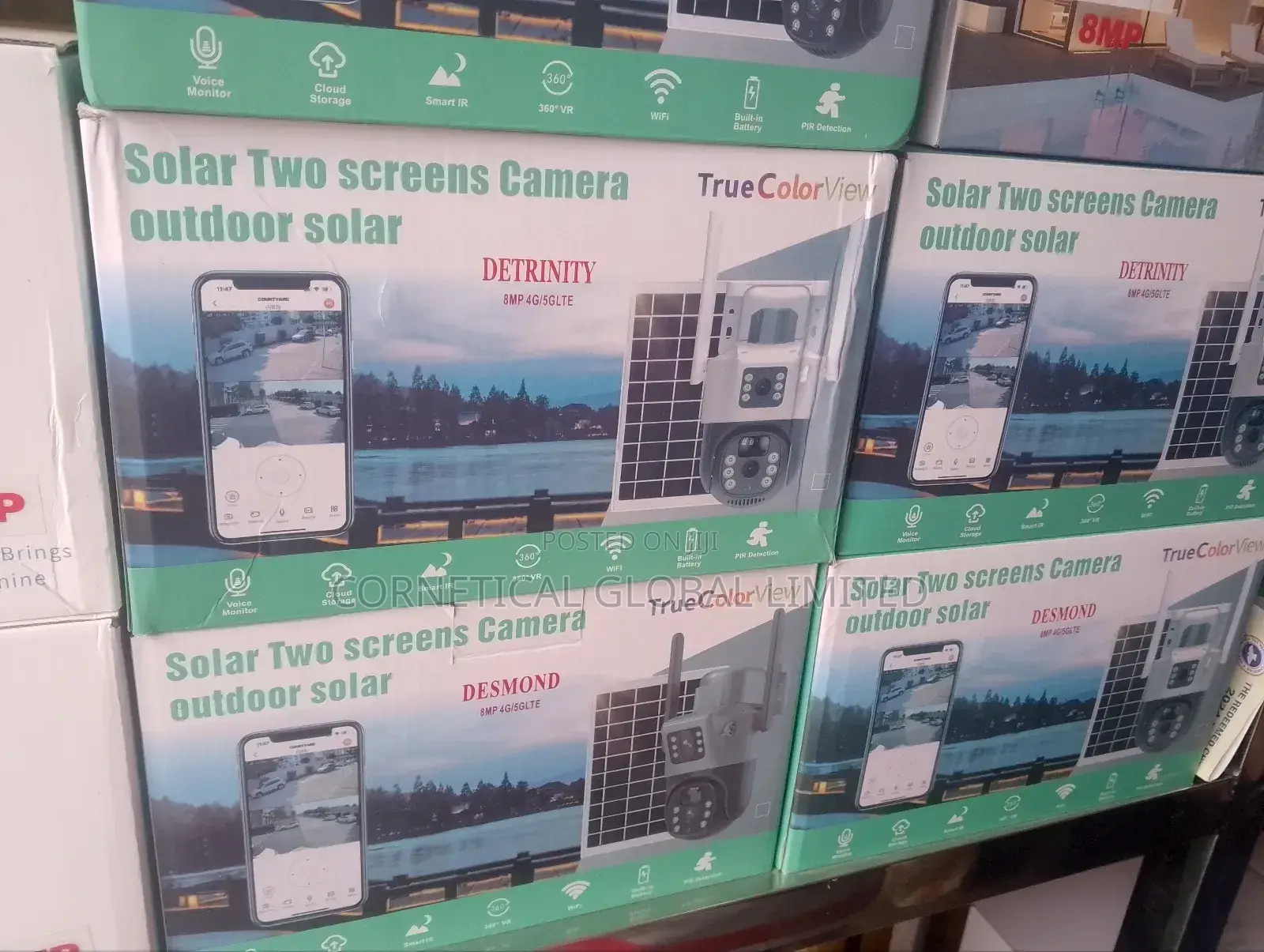 Solar CCTV Camera With Dual Lens 2 Views Screen Image 8mp