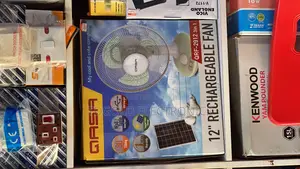 Qasa 12-Inch Rechargeable Solar Fan With Two Bulbs