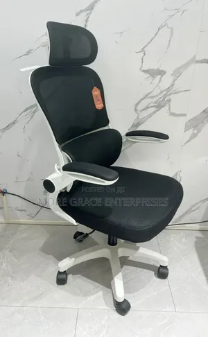 Special Office Chair Swivel With White Back and Headrest.