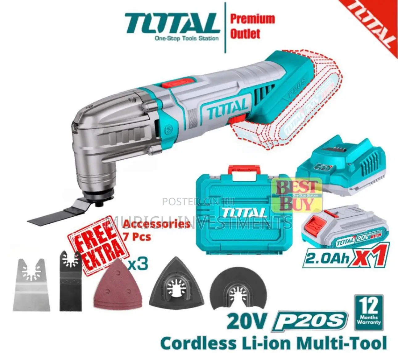 Total 20v Cordless Multi-Tool Oscillating Multitool