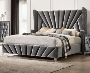 6/6 Lao Nice Gray Padded Bed With 2 Bed Drawers
