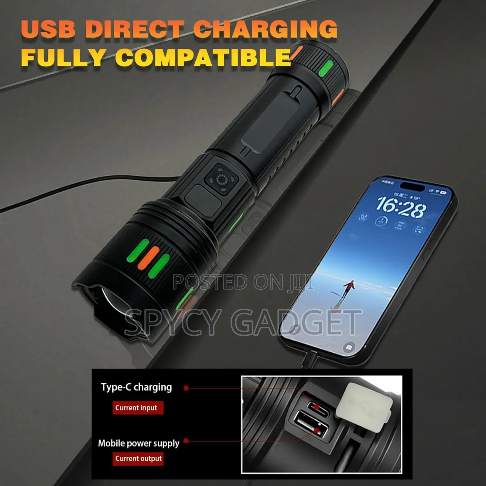 Rechargeable Battery Powered Metal Led Flashlight