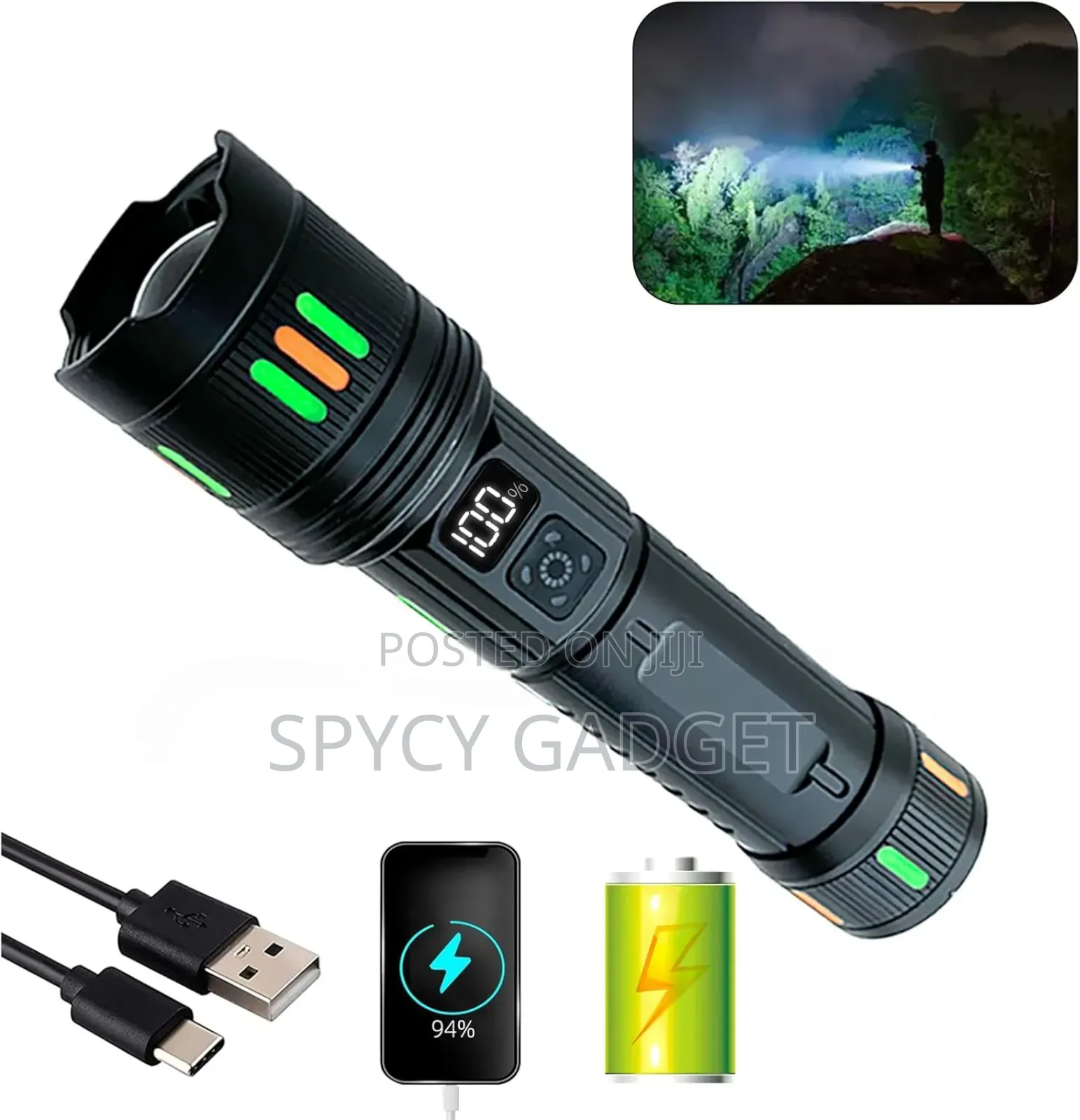Rechargeable Battery Powered Metal Led Flashlight