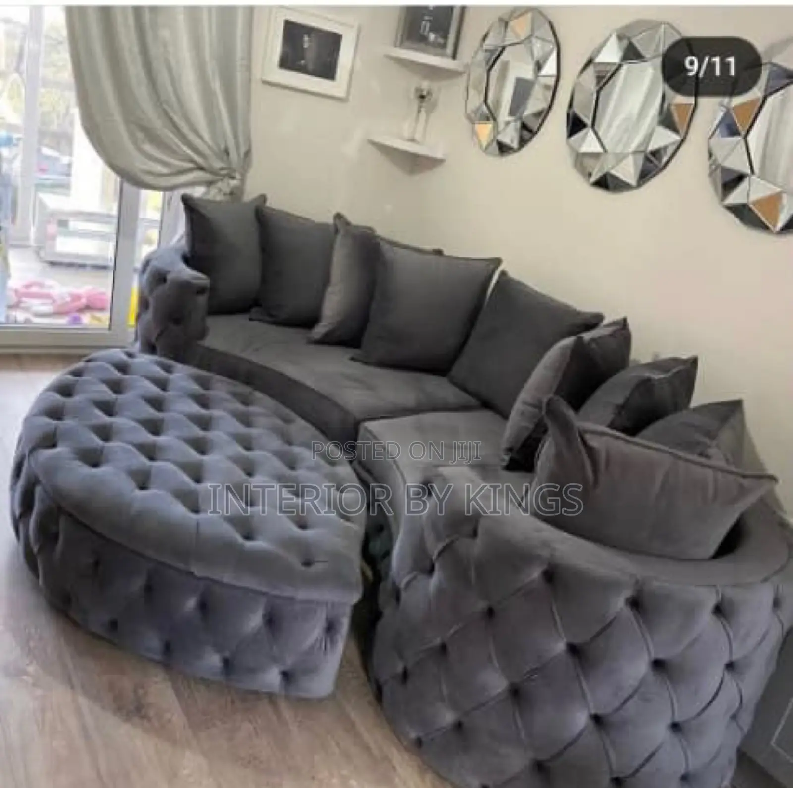 U-Shaped Chesterfield Sofa With Center Ottoman