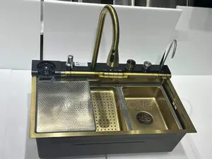 7 Buttons Golden Kitchen Sink