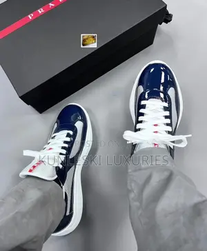 Original New Prada America Cup Low Patent Sneakers