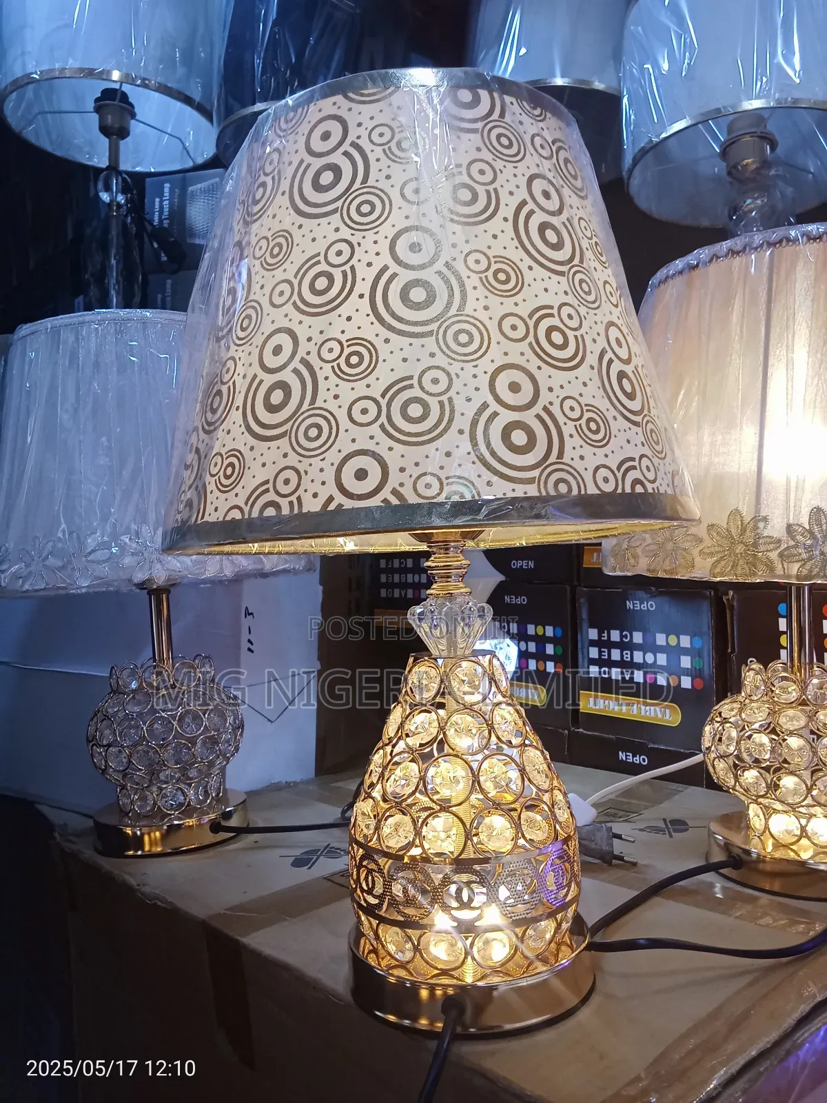 Gold Aclyric Bedroom Lamp Bedside Lamp With Light Up and Dow