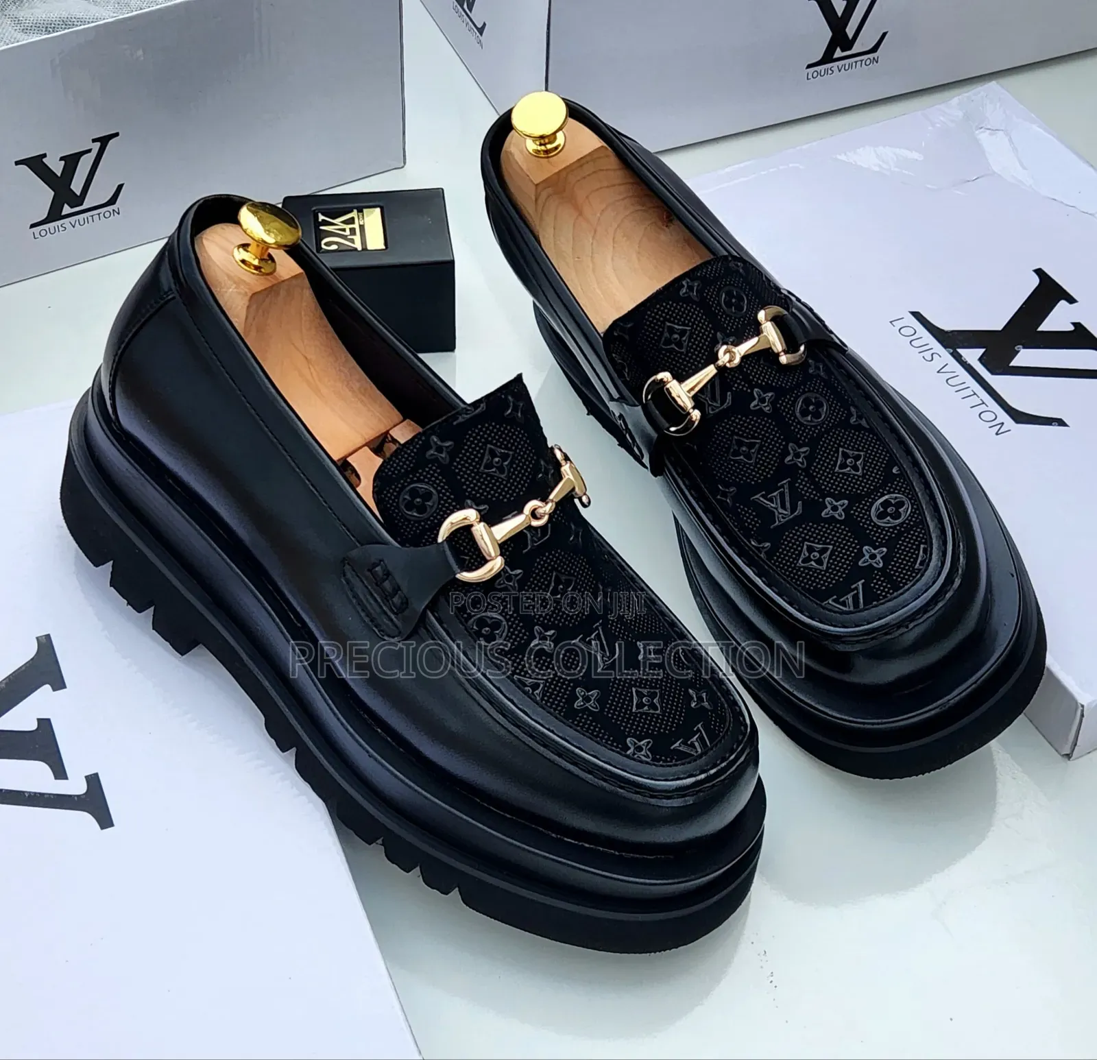 Loius Vuitton Pull on Chain Matte Leather Shoe