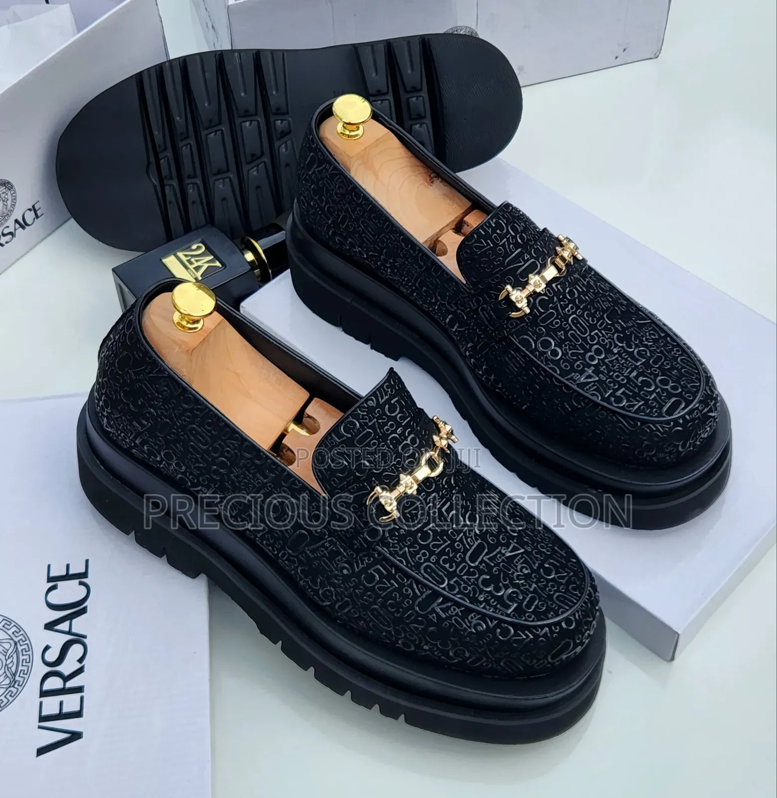 Men's Luxury Double Sole Versace Leather Shoe