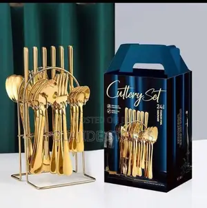 24pcs Cutlery Set of Gold Spoons