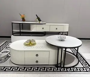 Set of Marble Tv Stand and Center Table