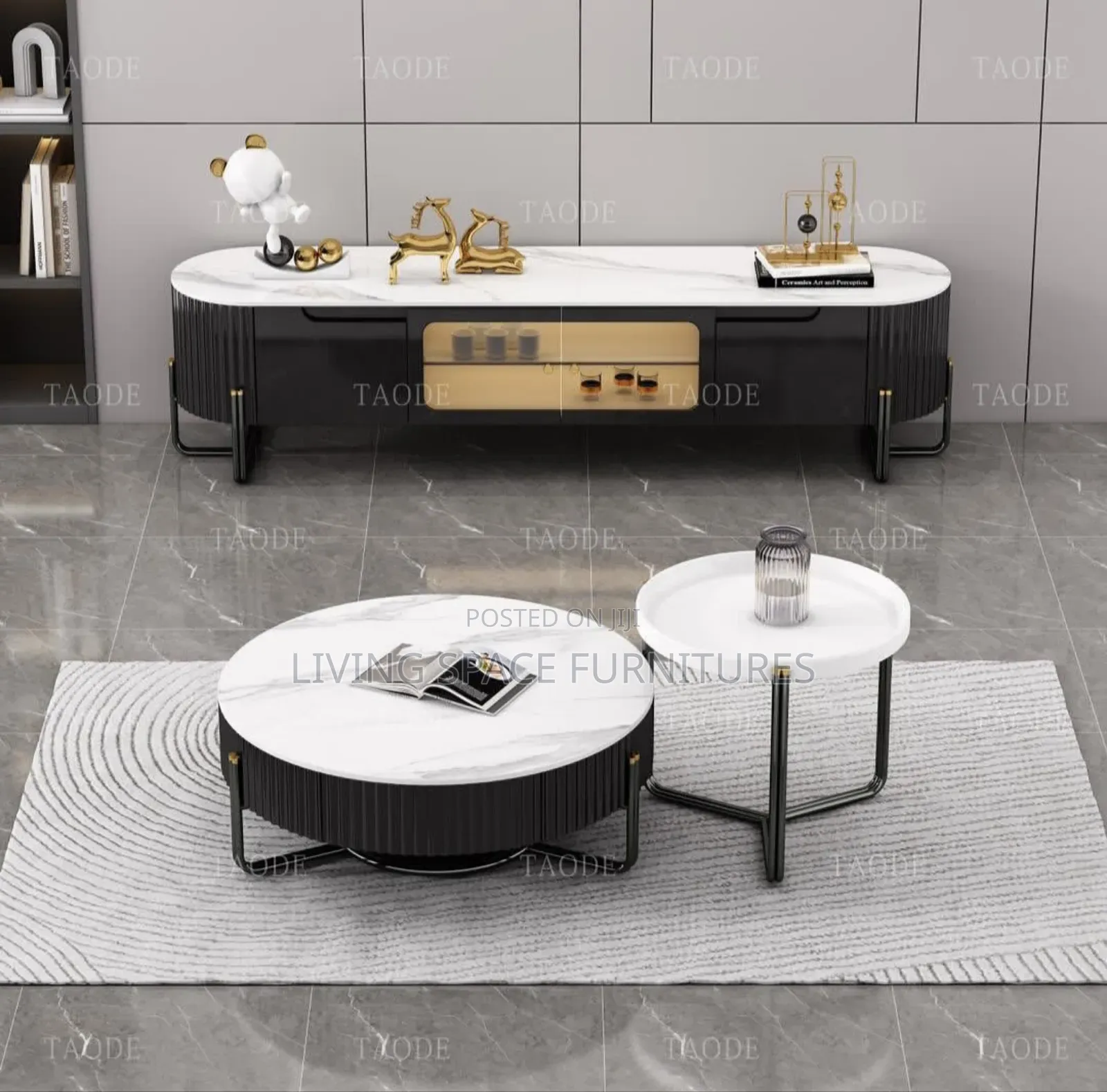 Luxury Marble Coffee Table Sets With Tv Stand
