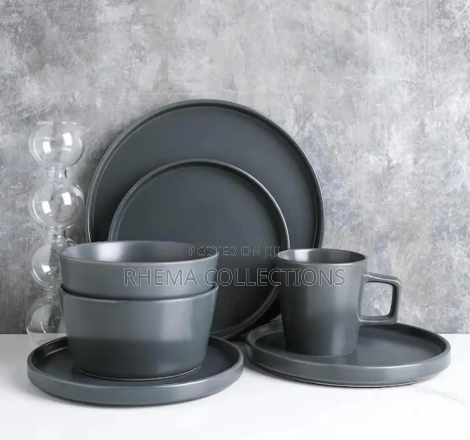 16pcs Solid Stoneware Dinner Plate Set