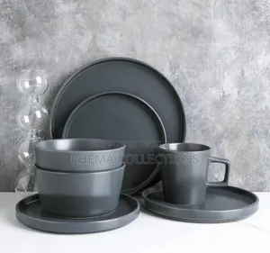 16pcs Solid Stoneware Dinner Plate Set