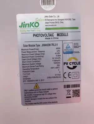 Jinko 450 Watts Solar Panel Mono High Voltage Is Available