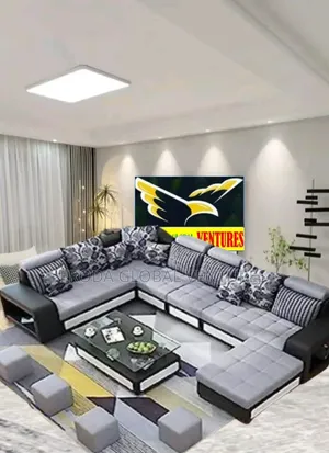 U-Shape Couch. 9-Seater Sofa Chairs, Table, Stools. Usfal001