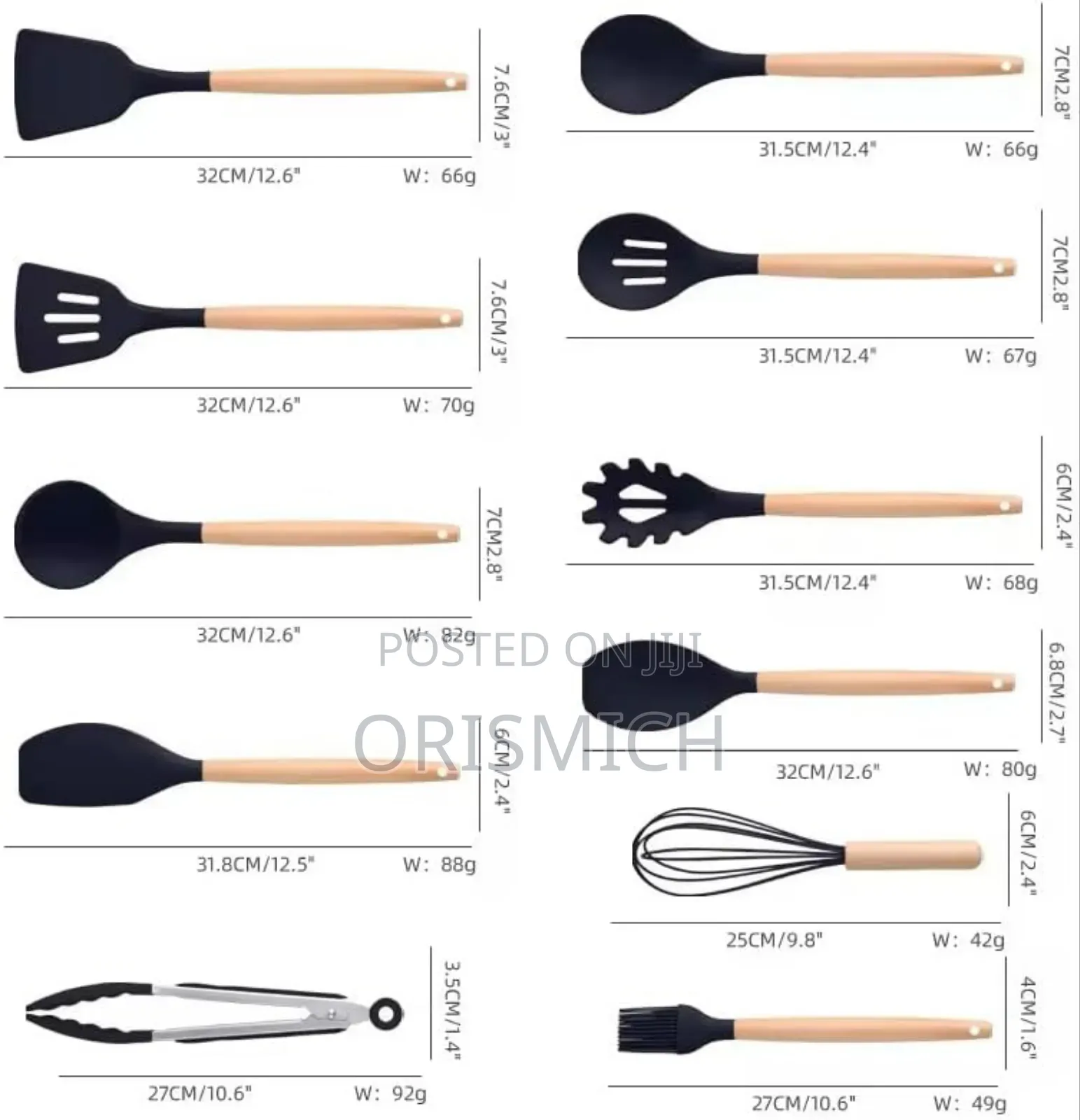 19pcs Silicone Spoon Set