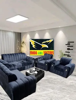 7-Seater,Black Cloth Sofa Chairs With Table. Quality Couches