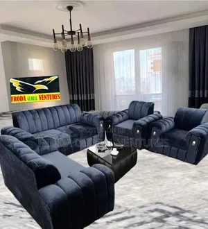 Quality Sofa Chairs and Glass Table. Black Couches