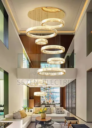 Gold Crystal Adjustable Dropping Length Chandelier Light