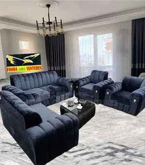 Black Fabric Couch. 7 Seaters Quality Sofa Chairs