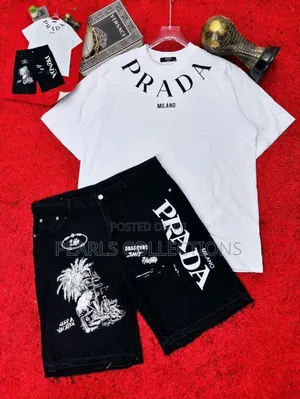 Two Piece Set Denim Shorts and Designer Top