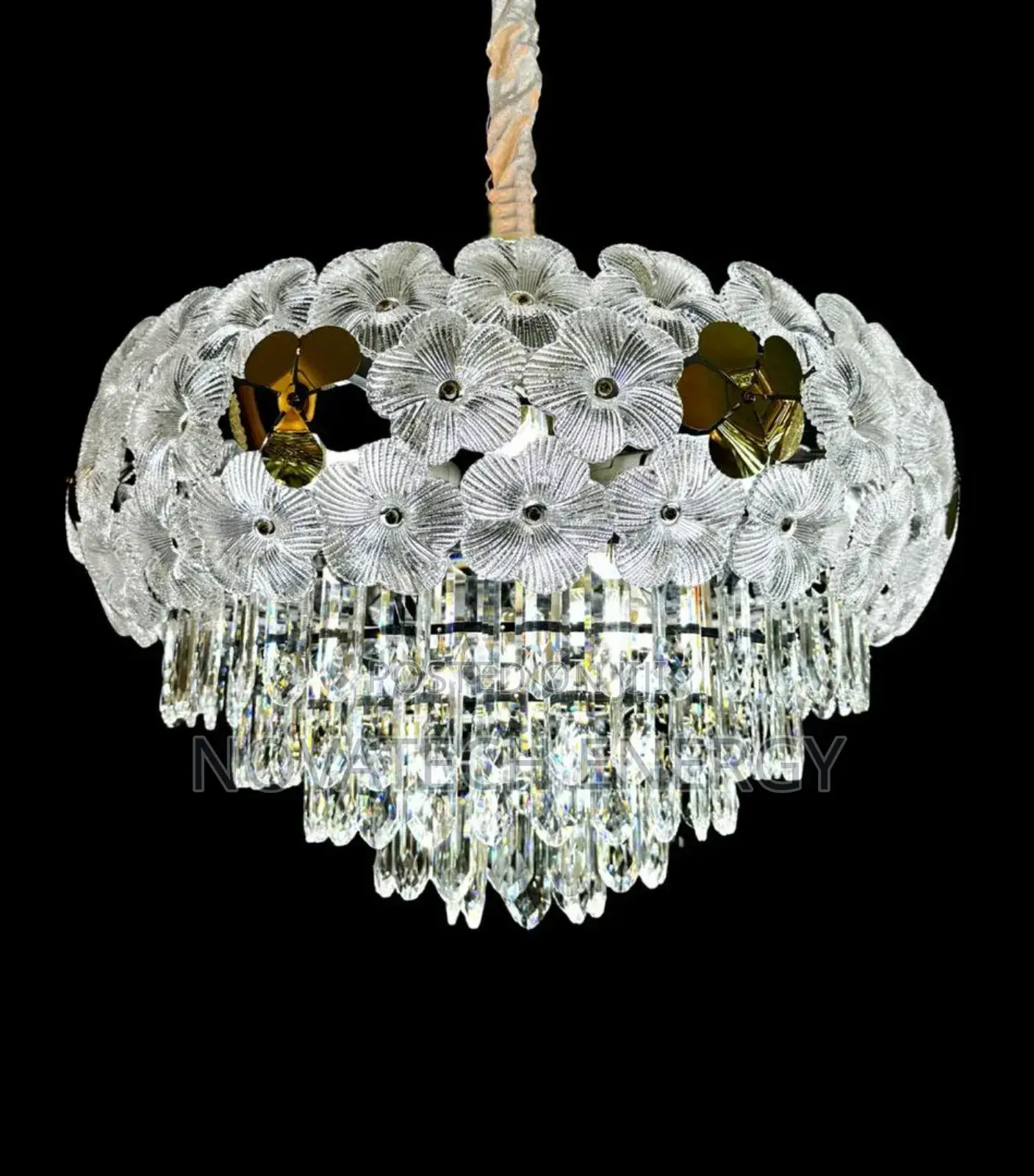All Round Crystal Chandelier Light Floral Design