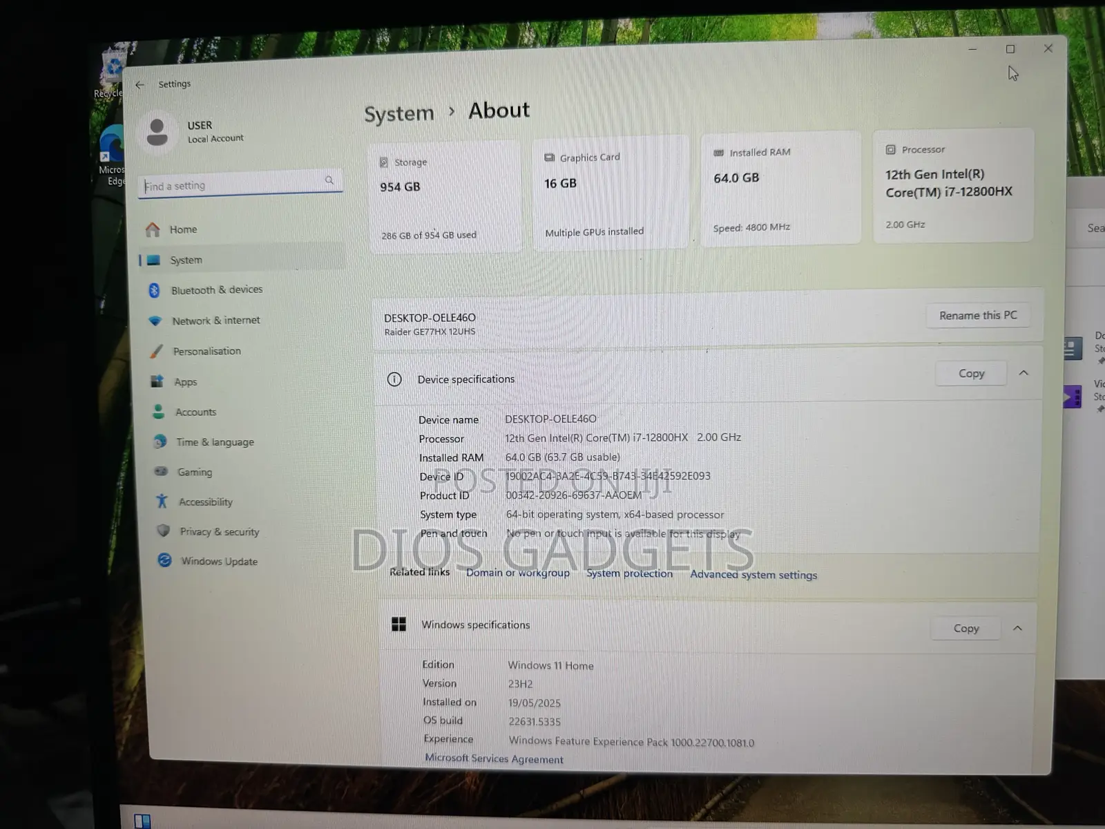 New Laptop MSI Raider GE78 64GB Intel Core I7 SSD 1T