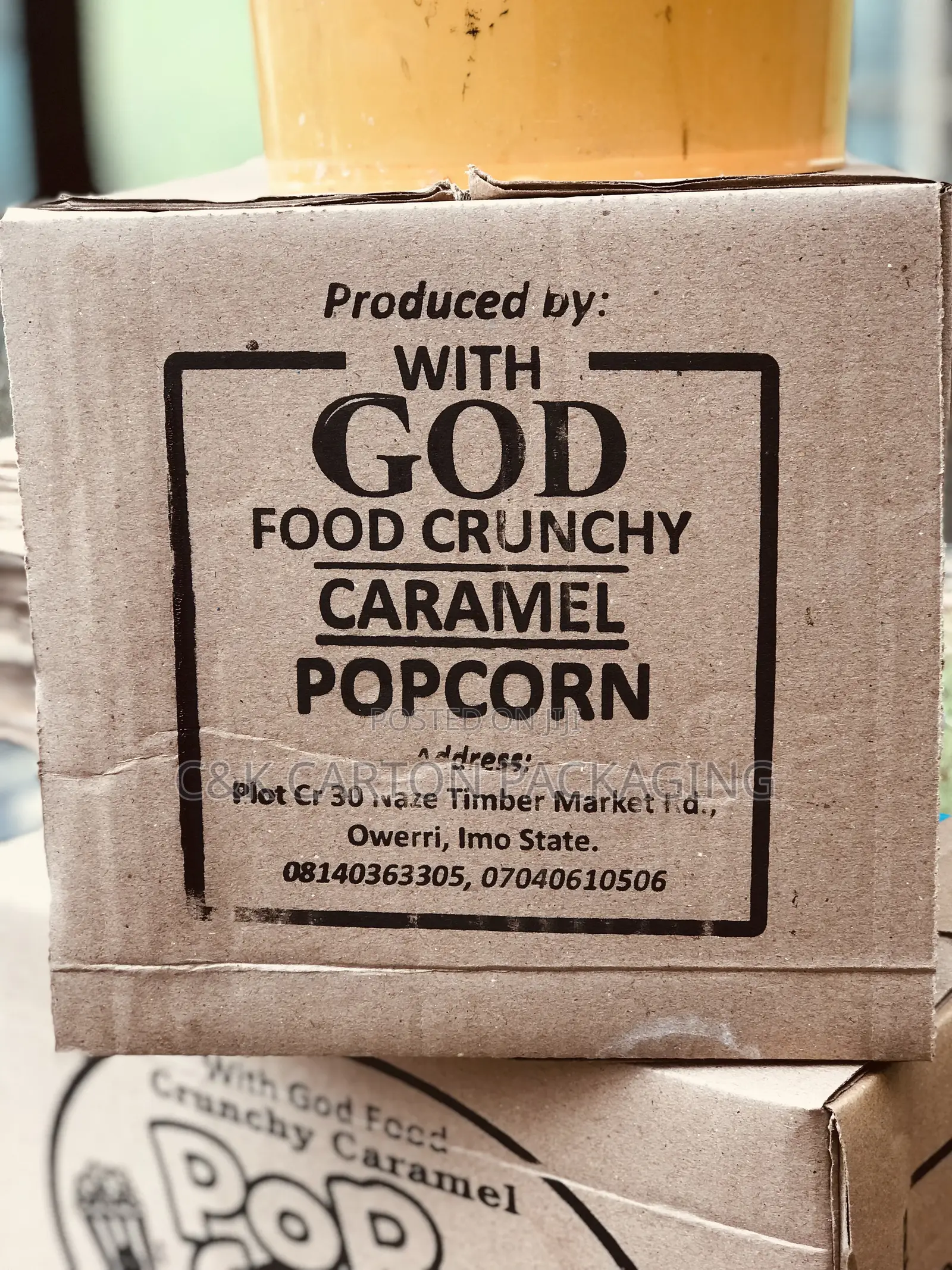 Carton Box for Popcorn Pack One Colour Printed