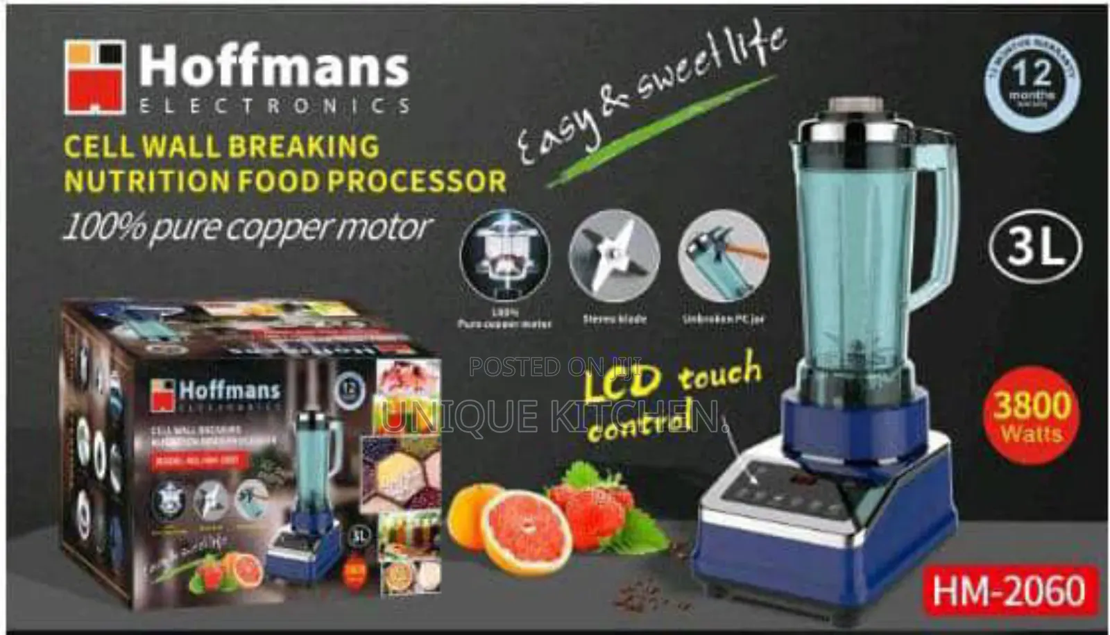 Hoffmans Commercial Blender With LCD Touch Control