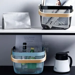 Storage Basket With Wooden Handle