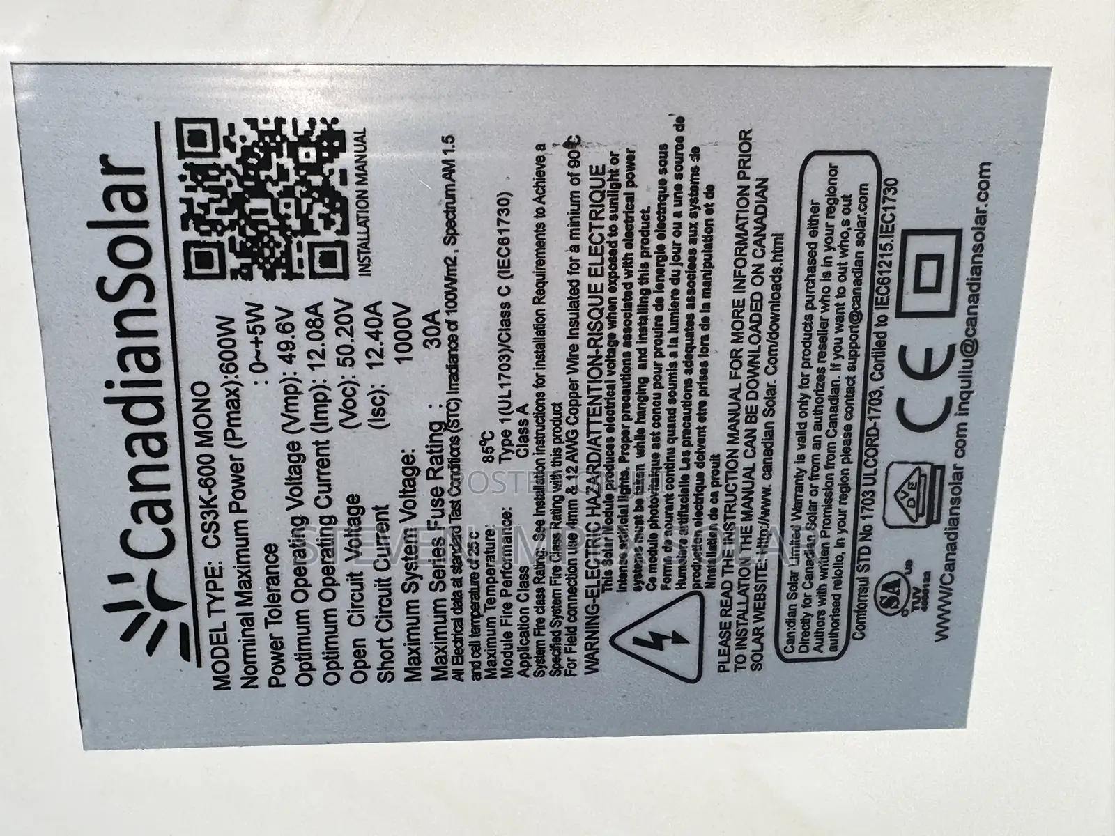 Canadian Solar Panel Half Cut Mono 600watts