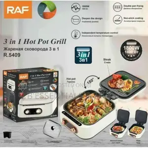 Raf 3 in 1 Electric Multi Purpose Cooker, Hot Pot/ Grill